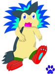  2010 alpha_channel ambiguous_gender anthro blue_eyes marquis2007 nintendo plain_background pok&eacute;mon socks solo transparent_background typhlosion video_games 