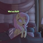  2015 bed digital_media_(artwork) english_text equine evehly female feral fluttershy_(mlp) friendship_is_magic mammal my_little_pony pegasus scared solo text wings 
