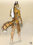  2015 anthro balls butt canine feline fox fur hybrid male mammal muscles nude pinup pose shower smile solo stripes tiger towel tsaiwolf 