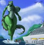  2014 4_toes anita_bigtime anthro areola big_breasts breasts claws cruiser dragon erect_nipples fangs female giant green_nipples green_scales hindpaw horn huge_breasts long_tail macro nipples nude paws reptile scalie ship stomping t-bone_(artist) thick_tail thick_thighs toe_claws toes voluptuous wide_hips 