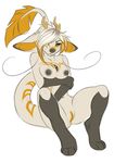  2015 anthro antlers bipedal breasts chinese_dragon demicoeur dragon female horn light_(rukaisho) looking_at_viewer nipples nude plain_background pussy solo white_background yellow_eyes 