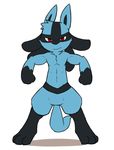  2015 3_fingers 3_toes anthro chibi fur looking_at_viewer lucario male nintendo oob pok&eacute;mon pose red_eyes solo standing toes video_games 