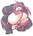  1girl bear big_breasts breasts fat female furry gigantic_breasts hair kemono long_hair mammal open_mouth overweight panda pink_hair red_eyes solo tomoya_(artist) unknown_artist 
