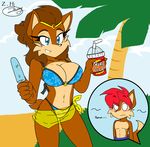  2013 akatsukishiranui-fox alicia_acorn anthro big_breasts bikini bipedal breasts canine chipmunk cleavage clothed clothing elias_acorn female fox male mammal milf mother mother_and_son parent rodent sega son sonic_(series) swimsuit 
