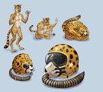  amethystlongcat cheetah feline helmet inanimate male mammal nightmare_fuel nude plain_background rubber transformation what 