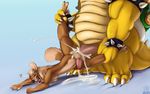  &lt;3 2015 3_toes anal anal_penetration anthro balls big_dom_small_sub blonde_hair blue_background bowser canine cum cum_drip cum_in_ass cum_inside cum_on_ground cum_while_penetrated dripping drooling duo excessive_cum eyes_closed faceless_male fangs fur gay hair interspecies koopa male mammal mangoicy mario_bros nintendo orgasm penetration penis plain_background saliva scales scalie sex size_difference solo_focus thick_penis toes tongue video_games yellow_skin 