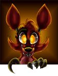  amber_eyes animatronic anthro canine claws creepy cute eye_patch eyewear five_nights_at_freddy&#039;s fox foxy_(fnaf) fur glowing glowing_eyes happy hook machine male mammal mechanical plaguedogs123 pointy_ears pointy_teeth red_fur robot sharp_teeth smile teeth yellow_eyes 