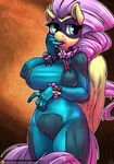  2015 anthro atryl big_breasts breasts cyan_eyes digital_media_(artwork) equine female fluttershy_(mlp) friendship_is_magic fur hair mammal mask my_little_pony pegasus pink_hair power_ponies_(mlp) saddle_rager_(mlp) solo suit white_fur wings 