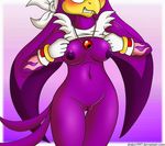  2015 anthro avian bandanna beak big_breasts bird biting_lip blush breasts clothing cropped drako1997 feathers female flame_pattern fur gloves navel nipples nude plain_background presenting purple_body purple_fur pussy sega solo sonic_(series) sonic_riders standing undressing video_games wave_the_swallow 