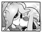  cephalopod duo eyes_closed eyewear female goggles inkling kissing lesbian louistrations monochrome octopus splatoon squid tentacle_hair tentacles 