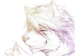  anthro canine dog eyes_closed husky ig kouya_aotsuki male mammal morenatsu plain_background restricted_palette smile solo 