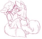  affection afro anthro anthro_on_feral bestiality canine clothing couple dog eyes_closed eyewear faster-by-choice female feral fluffy fox fracture glasses hoodie husky interspecies jeans kardas_fox kissing making_out male mammal red_fox shirt sparkledog straight 