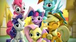  2015 3d applejack_(mlp) argodaemon earth_pony equine female feral fluttershy_(mlp) friendship_is_magic group horn horse looking_at_viewer mammal my_little_pony pegasus pinkie_pie_(mlp) pony rainbow_dash_(mlp) rarity_(mlp) smile twilight_sparkle_(mlp) unicorn winged_unicorn wings 