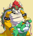  abdominal_bulge anal anal_penetration anthro arale_(artist) big_dom_small_sub big_penis blonde_hair bowser chubby fucked_silly gay hair hyper hyper_penis koopa male mario_bros nintendo open_mouth penetration penis scalie sex size_difference smile tongue tongue_out video_games yoshi 