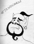  aladdin black_and_white bust_portrait cartoon disney genie humanoid male monochrome pen_(artwork) reddragonkan solo traditional_media_(artwork) 