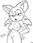  anthro bat big_breasts breasts elbow_gloves female gloves looking_at_viewer mammal mhv monochrome nipples nude open_mouth plain_background propio pussy rouge_the_bat sega signature solo sonic_(series) tongue video_games white_background wings 