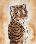  2015 blackdiaraikia breasts feline female mammal nude side_boob solo tiger traditional_media_(artwork) watercolor_(artwork) 