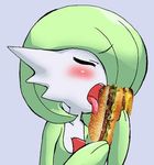  anthro blush burger drooling edit eyes_closed female food food_porn gardevoir green_skin horn humanoid humor licking low_res mcdonalds nintendo pok&eacute;mon saliva solo tongue tongue_out unknown_artist video_games what 