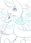  4_fingers ambiguous_gender back big_eyes butt kemono looking_at_viewer looking_back open_mouth plain_background rear_view sirotae_konnta sketch solo white_background wings 