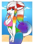  anthro beach bikini breasts canine clothed clothing female looking_at_viewer mammal navel seaside skimpy solo standing swimsuit zyira 