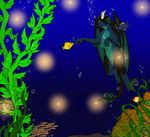  bubble darachi digital_media_(artwork) dragon fin fish forked_tail horn lights male marine plant sea_anemone seaweed taonas_deridran titty_arms underwater water wings 