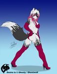  2014 anthro boots breasts canine female fur ghostwolf gloves high_heels mammal wolf 