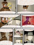 2015 animatronic anthro avian badge beak bear bird bite blue_eyes bow_tie brown_fur canine chica_(fnaf) chicken child clothed clothing comic dark dialogue duo emmonsta english_text female five_nights_at_freddy&#039;s five_nights_at_freddy&#039;s_2 flashback fox freddy_(fnaf) fur group hat hi_res human jeremy_fitzgerald machine male mammal mangle_(fnaf) mask mechanical microphone pink_eyes purple_man_(fnaf) robot smile surprise text top_hat toy_freddy_(fnaf) yellow_fur young 