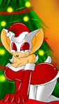  anthro bat big_breasts breasts christmas cleavage clothed clothing female holidays huge_breasts looking_at_viewer mammal rouge_the_bat sega smile solo sonic_(series) supersonicrulaa 