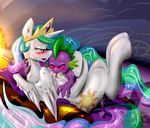 2015 after_sex blush bylisboa dragon duo equine female feral friendship_is_magic horn horse male mammal my_little_pony princess_celestia_(mlp) semi_incest smile spike_(mlp) winged_unicorn wings 