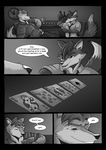  anthro canine comic english_text fox greyscale male mammal monochrome poker text tomwaya wolf 