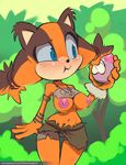  anthro badger big_breasts big_nipples blue_eyes blush breast_expansion breasts clothing female food fruit fur hair lol_comments mammal mustelid nipples sega solo sonic_(series) sonic_boom sticks_the_jungle_badger thefuckingdevil wardrobe_malfunction wide_hips 