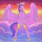  2015 anthro anthrofied arareroll breasts digital_media_(artwork) equine female friendship_is_magic hair hooves horn long_hair looking_at_viewer mammal my_little_pony navel nipples outside purple_eyes purple_hair pussy smile solo twilight_sparkle_(mlp) winged_unicorn wings 