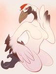  anthro avian beak bird breasts eyelashes feathers female looking_at_viewer red_eyes solo talons unknown_artist whooping_crane wings 