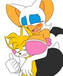  alpha_channel anthro bat big_breasts boob_hat breasts canine cleavage clothed clothing duo female fox huge_breasts male mammal miles_prower rouge_the_bat sega smile sonic_(series) supersonicrulaa 