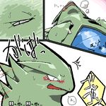  blush comic japanese_text male nelly nintendo pok&eacute;mon sleeping solo steam sweat text translated tyranitar unseen_character video_games 