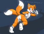  anthro awkward backsack balls blush butt canine cobalthusky cub flaccid fox gloves looking_back male mammal miles_prower nude nut penis running sega socks solo sonic_(series) uncut young 