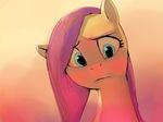  2015 blue_eyes equine female feral fluttershy_(mlp) friendship_is_magic hair horse looking_down mammal my_little_pony pegasus pink_hair portrait solo swomswom wings 