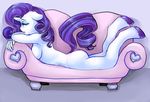  anthro anthrofied breasts equine eyeshadow female friendship_is_magic fur hair horn long_hair lying makeup mammal my_little_pony nude oriform purple_hair rarity_(mlp) sofa solo unicorn white_fur 