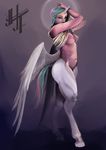 breasts clothing equine female friendship_is_magic hair hiroshi-tea horn long_hair looking_at_viewer mammal multicolored_hair my_little_pony navel nipples princess_celestia_(mlp) satyr solo winged_unicorn wings 