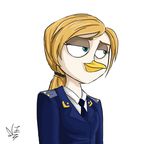  2014 anthro avian bird blue_eyes breasts female hair long_hair mammal natalia_poklonskaya natzanga pidgeon portrait russian solo uniform 