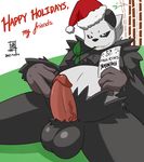  2014 balls christmas_hat erection fur hat looking_at_viewer male nintendo nude overweight packmind pangoro penis pok&eacute;mon signature solo submissive_pov text vein veiny_penis video_games 