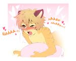  anthro blush cute feline hair male mammal moan nipples open_mouth orgasm pillow powfooo saliva short_hair solo tay tears text tiger young 