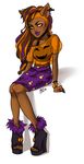  bigger_version_at_the_source canine clawdeen_wolf ear_piercing fangs female halloween holidays lips lipstick looking_at_viewer mammal monster_high piercing purple_lips sandals solo were werewolf yellow_eyes 