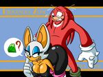  2015 ? anthro areola bat big_breasts breasts cleavage clothed clothing duo echidna erect_nipples female gem knuckles_the_echidna lordstevie male mammal monotreme nipples rouge_the_bat sega sonic_(series) sweat 