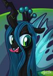  2014 changeling crown digital_media_(artwork) equine fangs female forked_tongue friendship_is_magic green_eyes green_hair hair holes horn insect_wings mammal my_little_pony mysticalpha portrait queen_chrysalis_(mlp) slit_pupils solo tongue tongue_out wings 