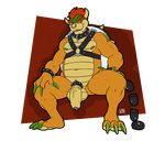  2015 anthro bdsm beads bondage bound bowser bullet_bill claws hair horn longblueclaw looking_at_viewer male mario_bros moobs nintendo nipples penis piercing solo uncut video_games 