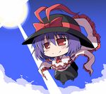  bad_id bad_pixiv_id celebi_ryousangata chibi flying hat lowres nagae_iku purple_hair ribbon smile solo touhou 