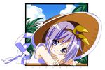  dress hat hiiragi_tsukasa lucky_star purple_eyes purple_hair rindou_(awoshakushi) short_hair solo sundress 