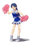  armpits bare_shoulders blue_hair cheerleader highres idolmaster idolmaster_(classic) kisaragi_chihaya lielos midriff pom_poms solo 