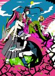  2girls amagi_yukiko barefoot black_hair brown_hair feet glass_slipper grey_hair japanese_clothes kimono komaki_(preppykicks) multiple_girls narukami_yuu persona persona_4 prince satonaka_chie shoes single_shoe transparent_footwear 